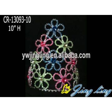 10 pulgadas Rhinestone grandes coronas de flores