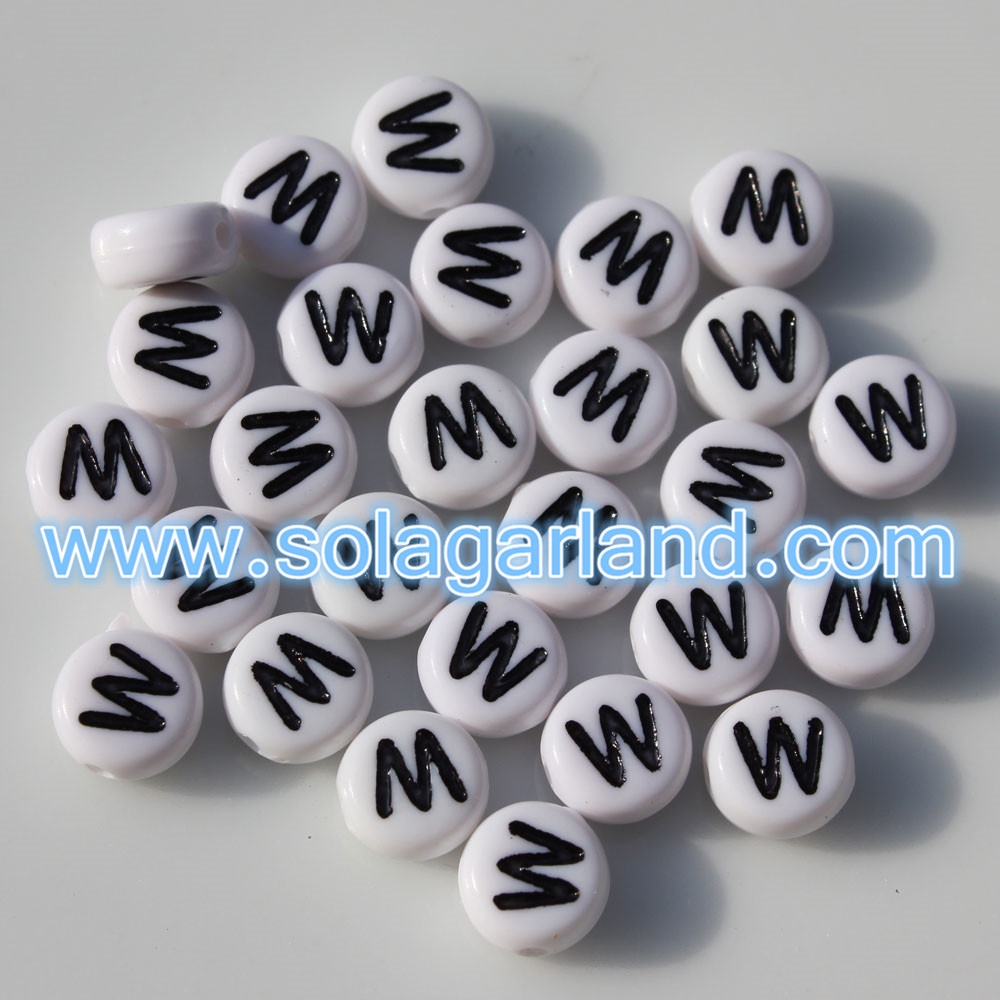 Acrylic Coin Round Spacer Alphabet Letter Beads 