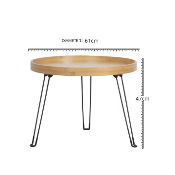 Low Natural Bamboo Round Foldable Side Table