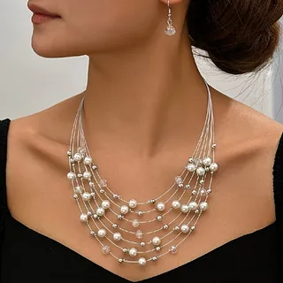 NJC 2024 Bohemian Turquoise Crystal Necklace Earring Set