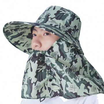 Summer Adult Nylon UV Protection Sun Outdoor Bucket Hat with Removable Face Mask