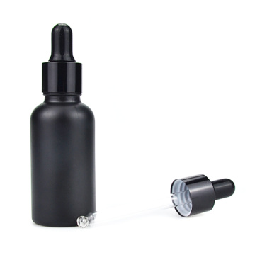 Fábrica Aceite esencial al por mayor 1 oz 2 ooz Botella de vidrio cosmético negro mate vacío ABD Dropper