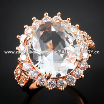 Clear Gemstone Rings, Lead- and Nickel-free, OEM Orders are Welcome