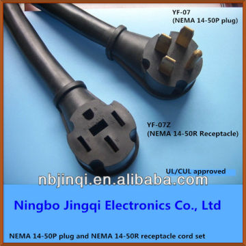American NEMA 14-50P plug (50A 125V/250V) and NEMA 14-50R receptacle (female end) with AC power cord