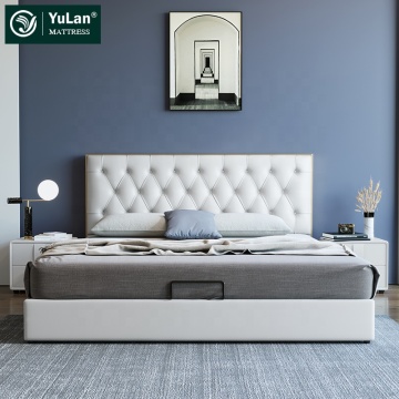 High Headboard Italian Minimalist King Size Wooden Frame Bed