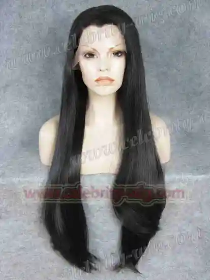 Black Extra Long Straight Synthetic Lace Front Wig