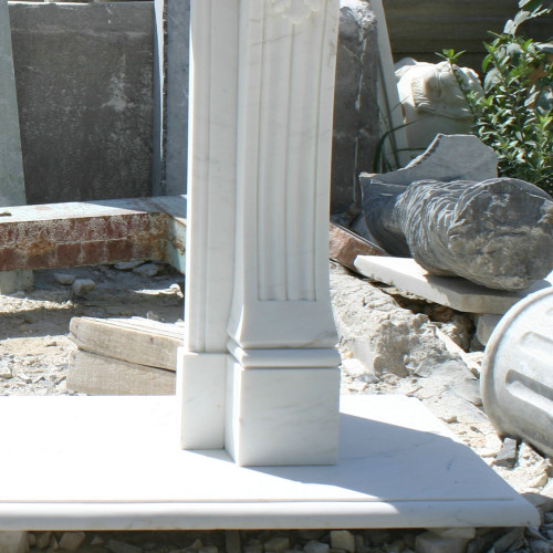 White Marble Fireplace Minimalist Hand Finished Mantel Art