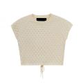 Crew-neck short-sleeved woolen blouse