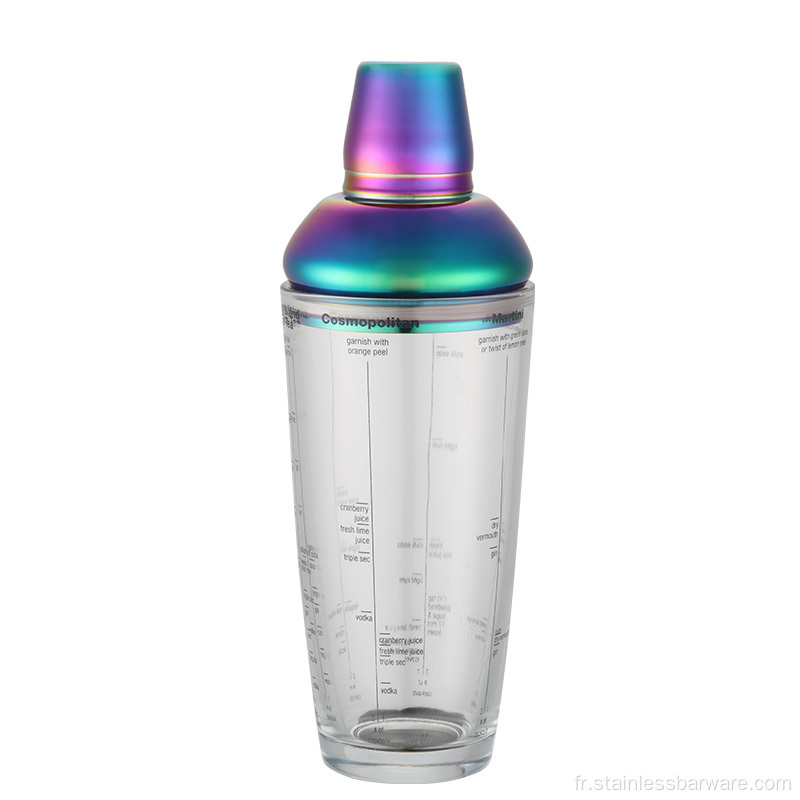 Shaker en acier inoxydable avec verre d'impression de menu de 700 ml