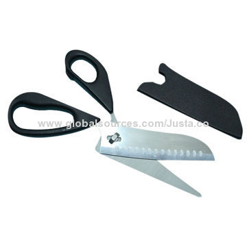 PP Handle Kitchen Scissors with Cutter, OEM Orders Welcomed