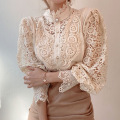 Women`s Stand Collar Lace Trim Shirts