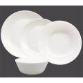 24PCS Round White Opal Glass Dinner Plates Set