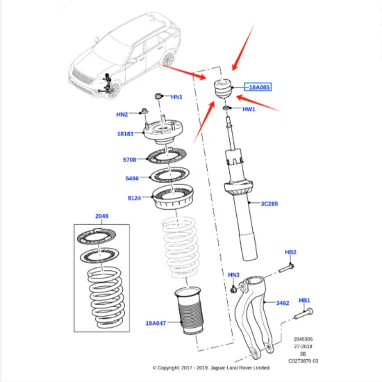 Range Rover 2017 Front Shock Absorber Rubber Cushion LR090637 T4A19098: Suitable Replacement Part