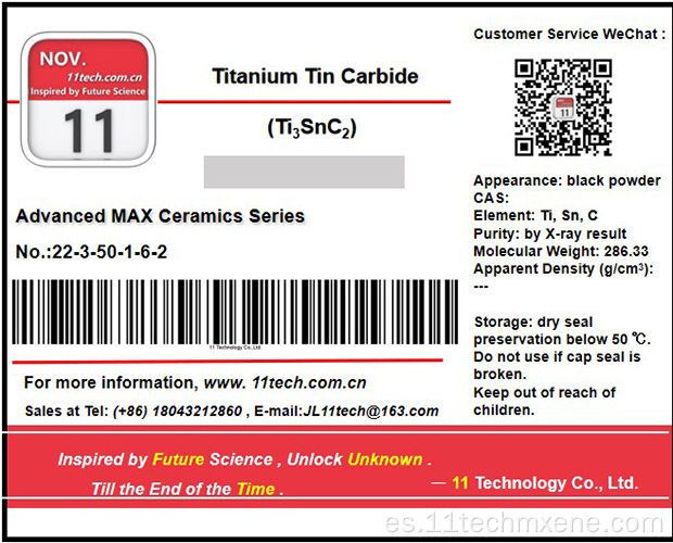 Metal de transición bidimensional TI3SNC2 Polvo negro