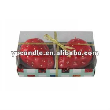 Strawberry candle in paper box with PVC lid