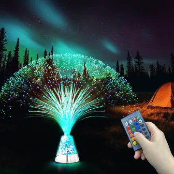 13" Sensory Fiber Optic Lamp - LED Color Changing Crystal Base Mood Light