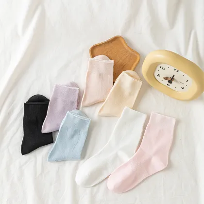 Women's deodorant fiber mid-tube socks