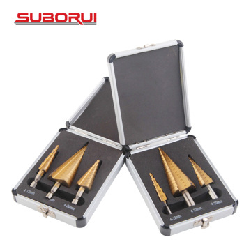 Borui 3PCS HSS M2 Titanium Unibit Cone Drill Bits Set for Stainless Steel Metal Wood Plastic