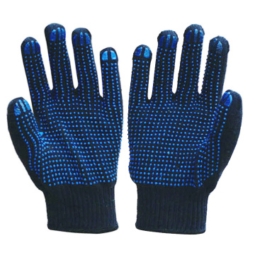 Guantes de trabajo de algodón tejido con doble punto de PVC