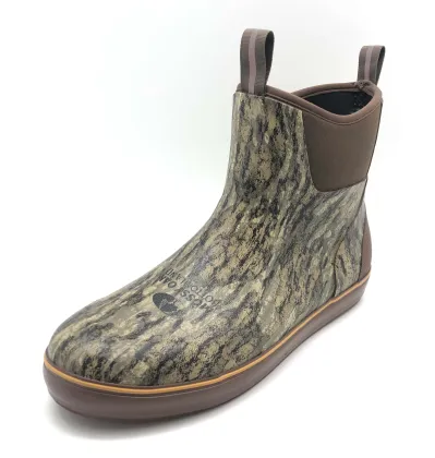 Mens Deck Boots Muck Mossy Oak Camouflage Rain Boots 100% Waterproof Natural Rubber Boots