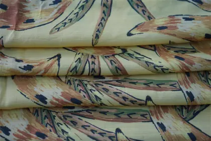 Rayon Polyester Slub Tencel Like Print Fabric