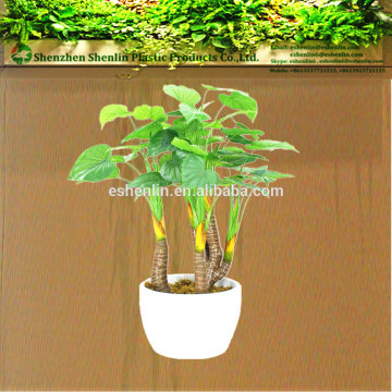 high imitation artificial fake green money plants in white pot for patio