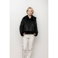 New women's fashionable PU bonded fake fur jacket