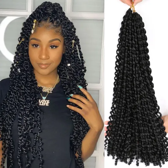18inches Crochet Braid Hair For Braiding Synthetic Hair Extension Passion Twist Long Water Wave Afro Kinky  Curly Crochet Hair