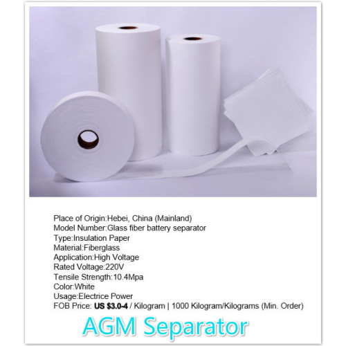 Separador AGM Separador de batería de fibra de vidrio