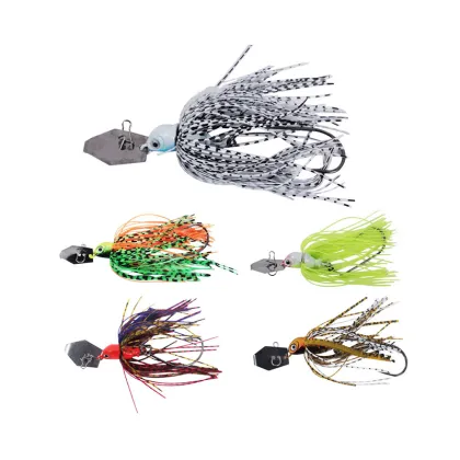 Bass Fishing Lure Jig Head Spinner Bait with Silicone Skirt Hooks" could be shortened to:

"Bass Fishing Jig Spinner Bait with Silicone Skirt