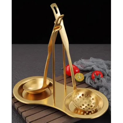 Gold Stainless Steel Table Spoon Rack Metal Holder Silver Kitchen Ladle Spoon Rest