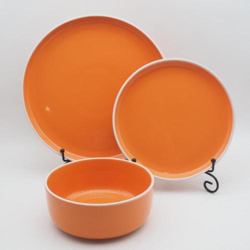 Современный минималистский стиль апельсиновый красочный керамический наборы посуды, антикварная кераточная посуда