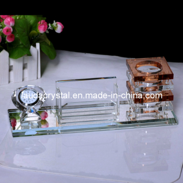 Crystal Pen Holder with Clock Ldc-504