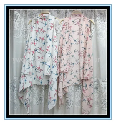 2016 chic birds knit poncho long chiffon poncho with tassels poncho