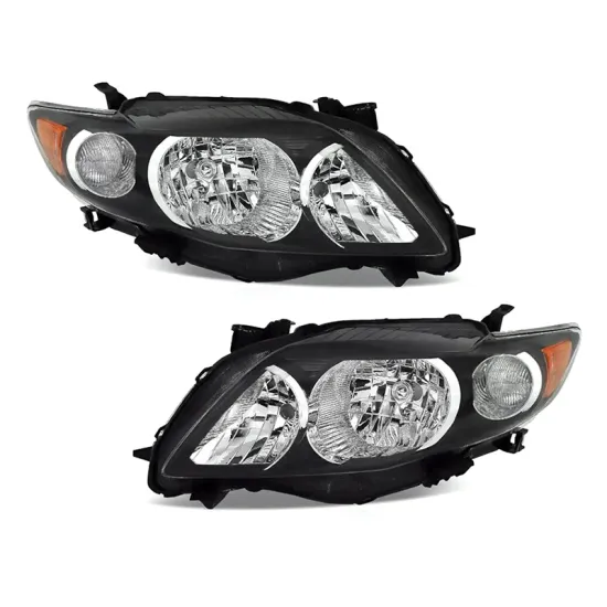 Auto Lighting System - Black Housing Halogen Headlights for Toyota Corolla 2009-2011