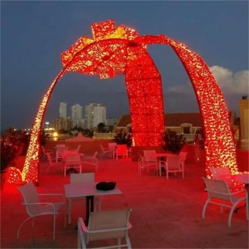 3D Commercial Christmas Bowknot Lights for Shopping Malls and Building Decor