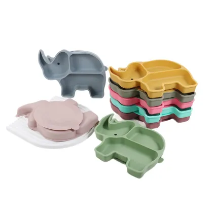 Rhino Silicone Divided Suction Feeding Plate for Babies