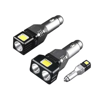 Multi-Function Portable Flashlight with Safety Hammer and Car Rechargeable Capability