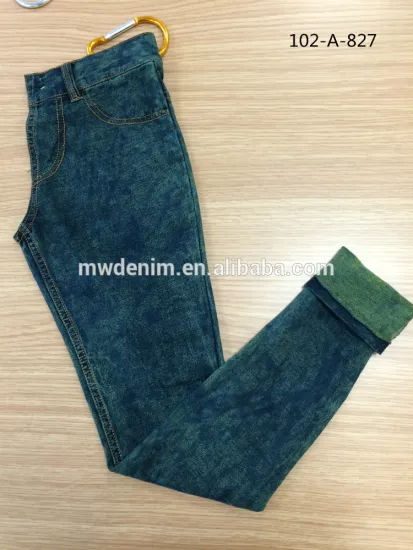 indigo cotton spandex french terry knit denim fabric