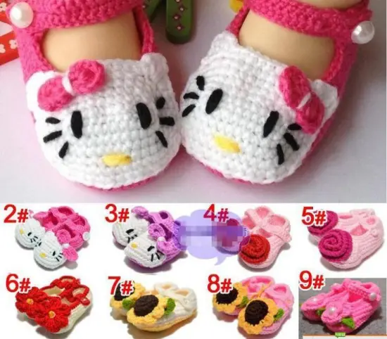 Hand Crochet Baby Knitted Footwear Toddler Shoes 0-12m First Walkers