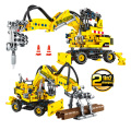 Model Block City Engineering Vehicle Shovel Loader Tip Truck Crane Car Carriage Drill Construction Bricks Toys