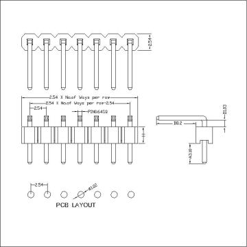 2.54mm Single Row Angle standard shape Pin Header Board to Board Connectors