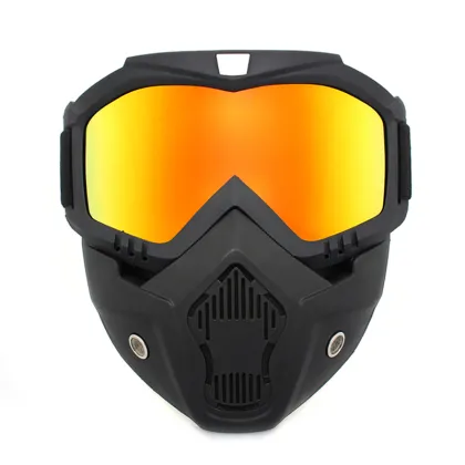 Windproof Skull Motorcycle Mask with Detachable Modular Goggles