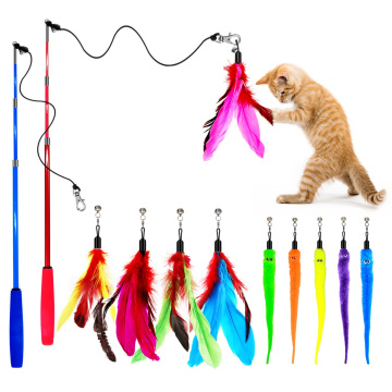 Interactive Retractable Bell Feather Wand Toy Refills for Cats