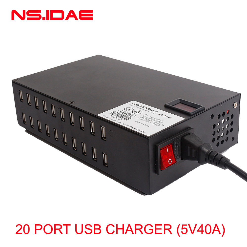 20 chargeur USB Port 200W Charger à port haut