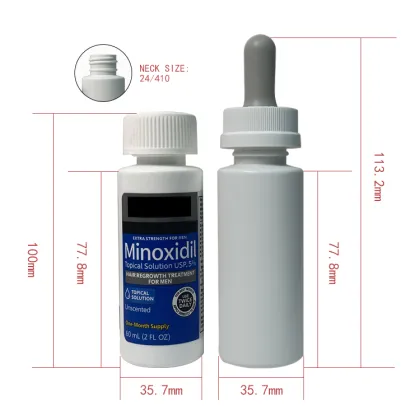 Child Resistant Double Wall Ribbed Pressure Screw Cap for Minoxidil 5% Hair Growth Packaging