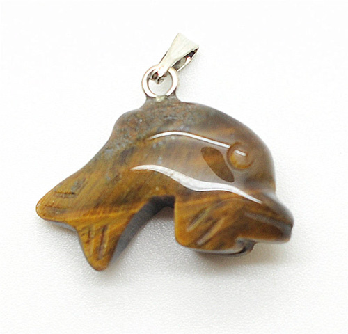 Dolphin Shape Yellow Tiger colgante de ojo