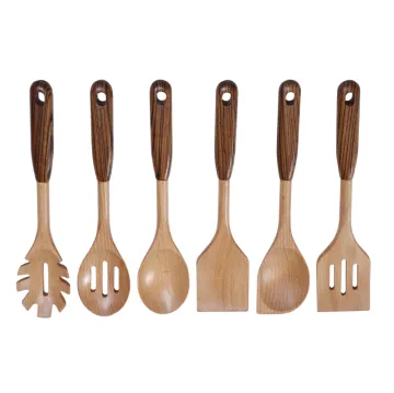 Beech wood kitchen utensil with zebra wood handle
