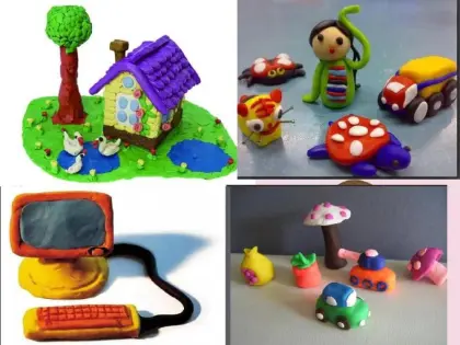 Colourful plasticine of children