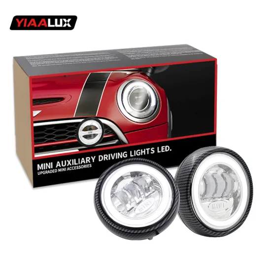 BLACK Carbon Fiber Pattern Angel Eyes Rally Driving Light for R55/R56 MINI Cooper LED Front Bumper Light